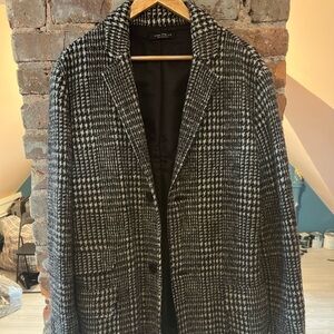 Zara Monochrome Houndstooth Trench Coat
